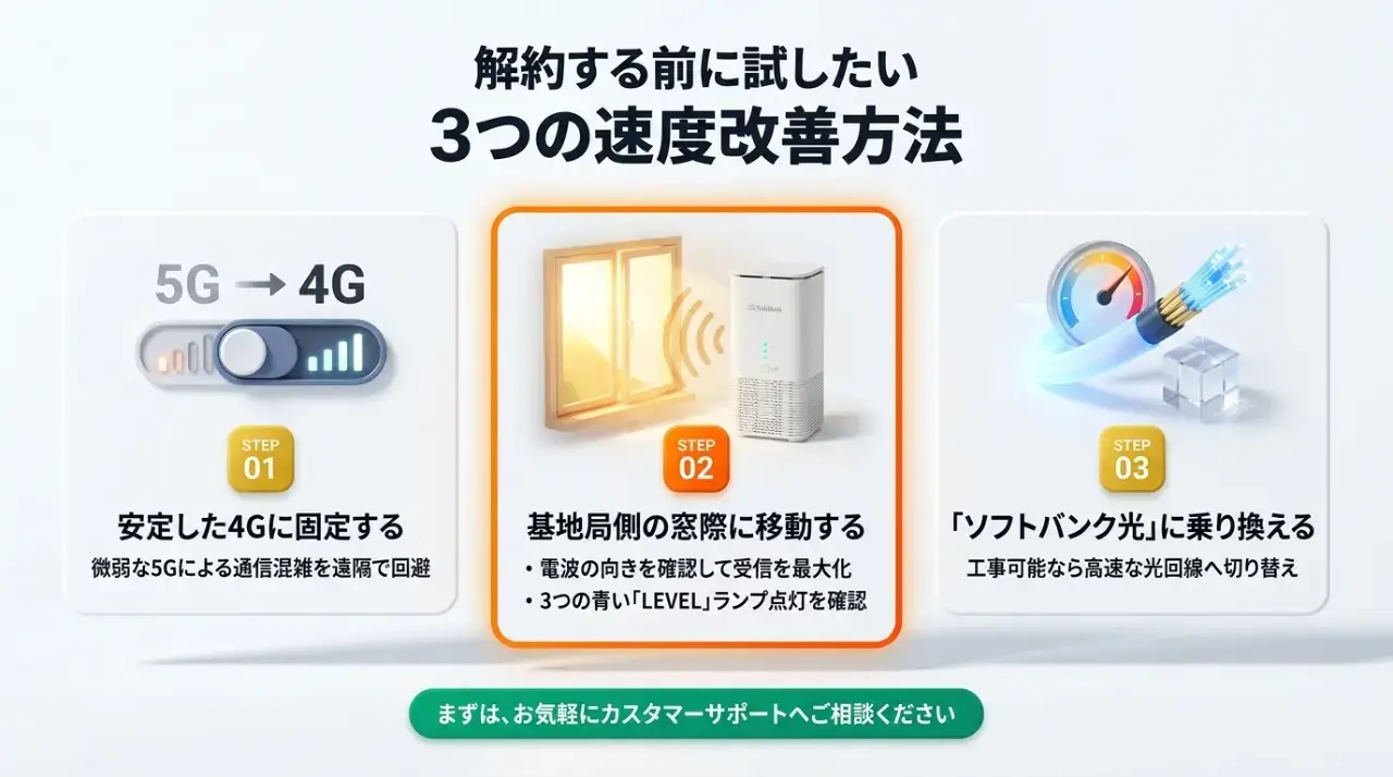 通信速度への不満時は解約の前にサポート窓口へ無料相談