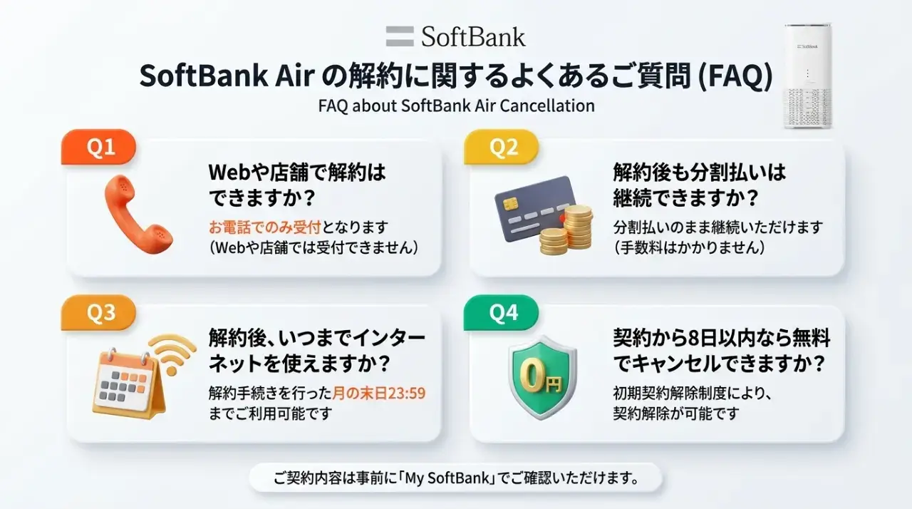 ソフトバンクエアーの解約でよくある質問と回答一覧