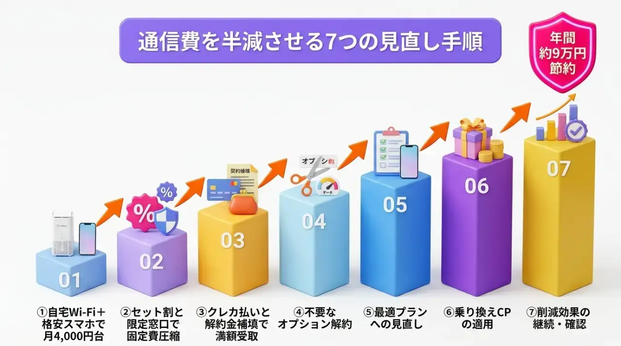 一人暮らしの通信費を劇的に節約する7つの具体的な見直し手順