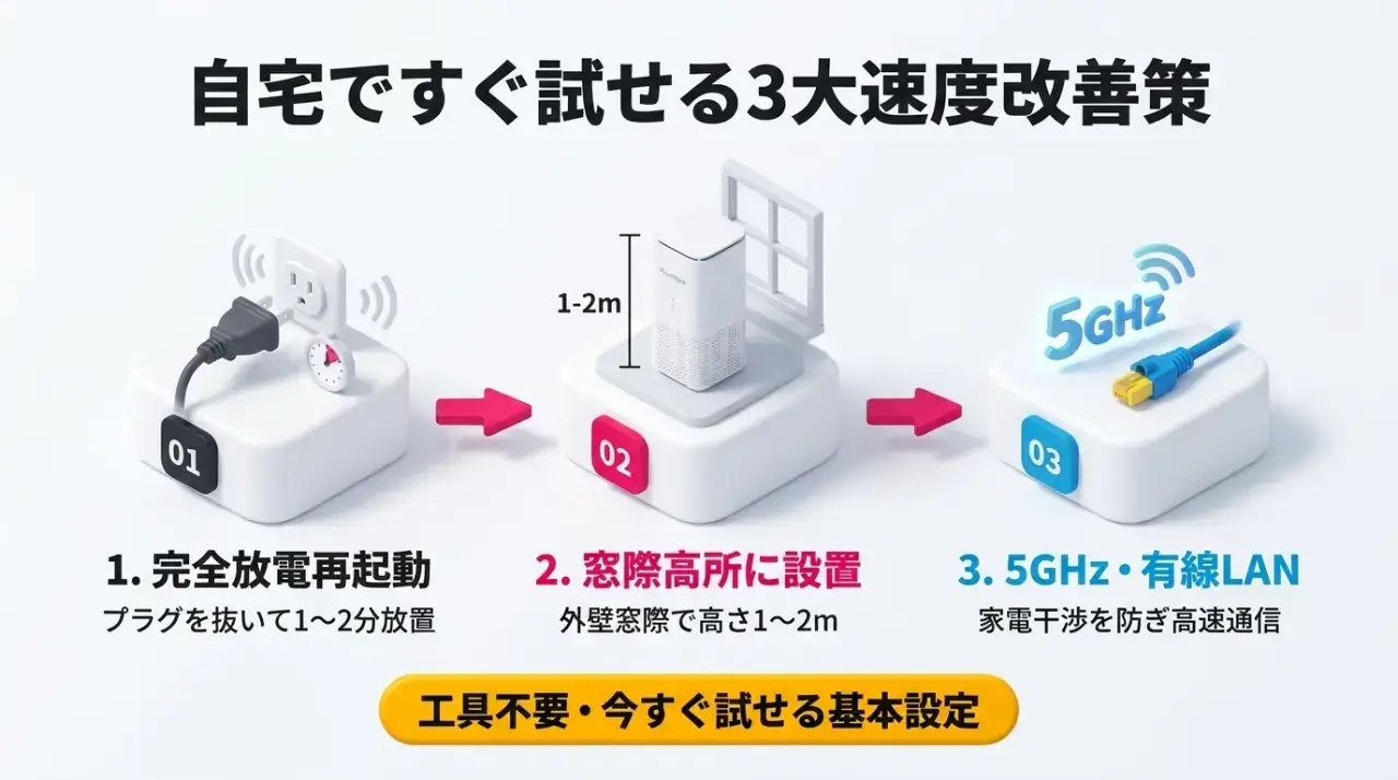 自宅ですぐ試せる！モバレコAirの通信速度を改善する8つの対策