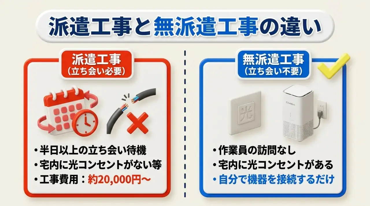 光回線の工事は立ち会い必須?無派遣工事になる条件を解説