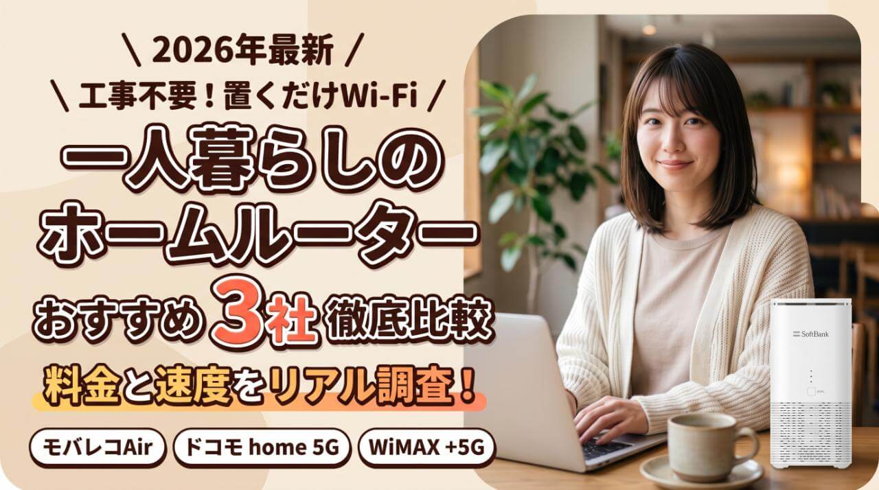 一人暮らしのホームルーター比較！おすすめ3社の料金と速度
