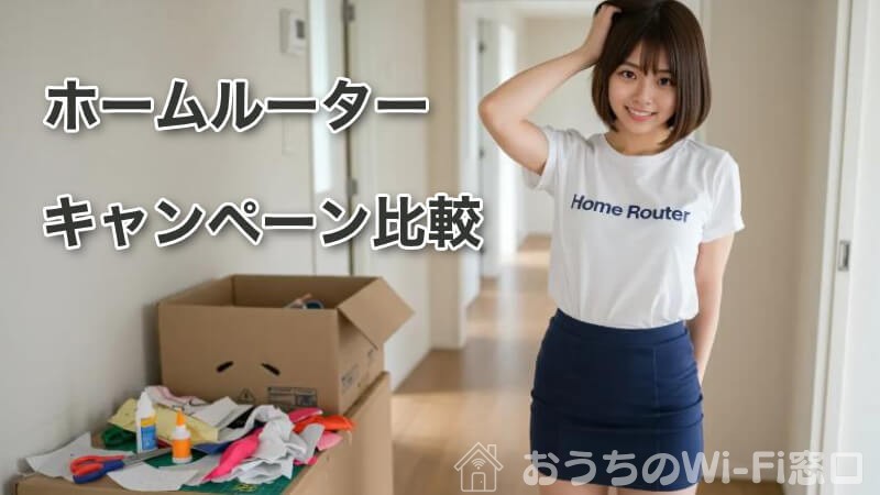 自宅でのDIYで失敗した若い日本人女性が"Home Router"のロゴ付きTシャツを着ている