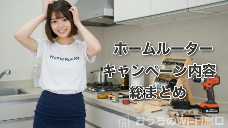 自宅でのDIYで失敗した若い日本人女性が"Home Router"のロゴ付きTシャツを着ている