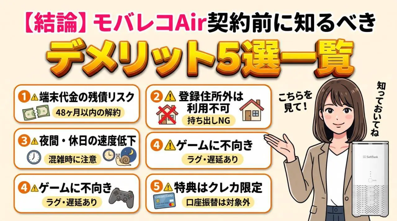 【結論】モバレコAir契約前に知るべきデメリット5選一覧