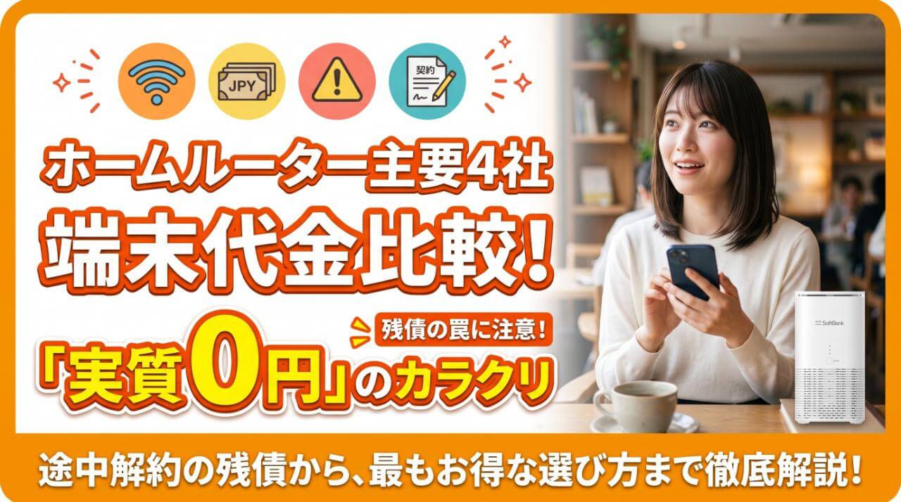 ホームルーターの端末代金を比較！実質無料の仕組みと注意点