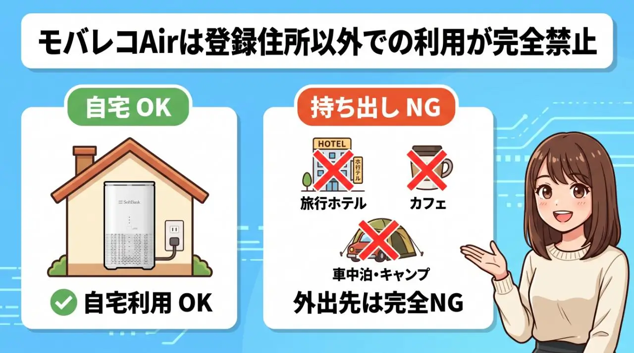 【結論】モバレコAirは登録住所以外での利用が完全禁止