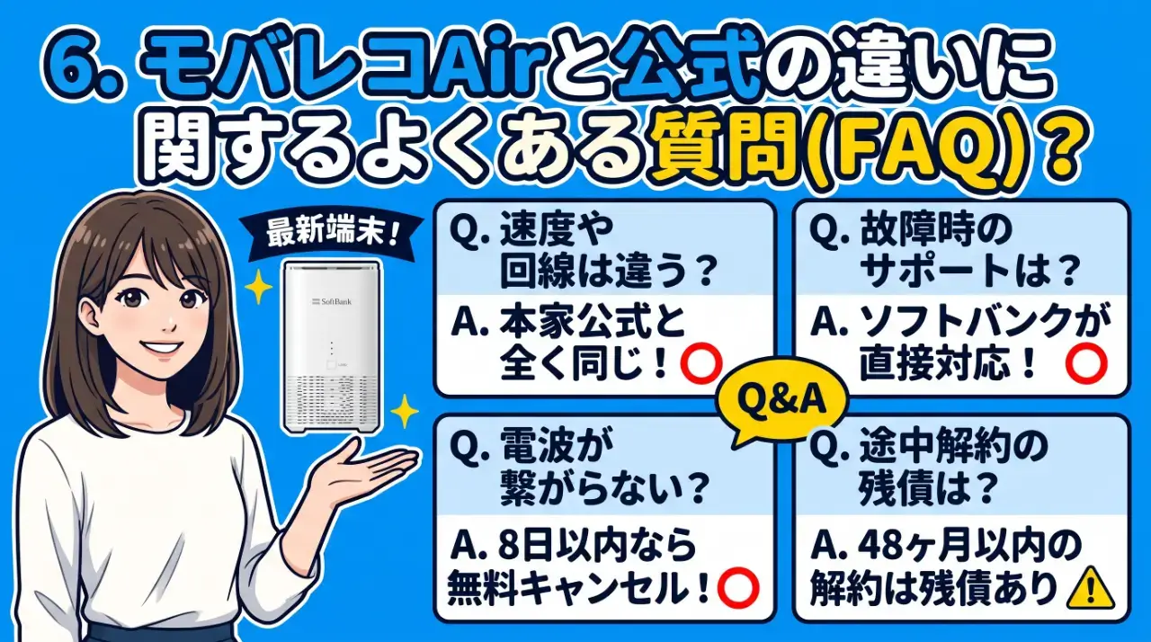 モバレコAirと公式の違いに関するよくある質問（FAQ）