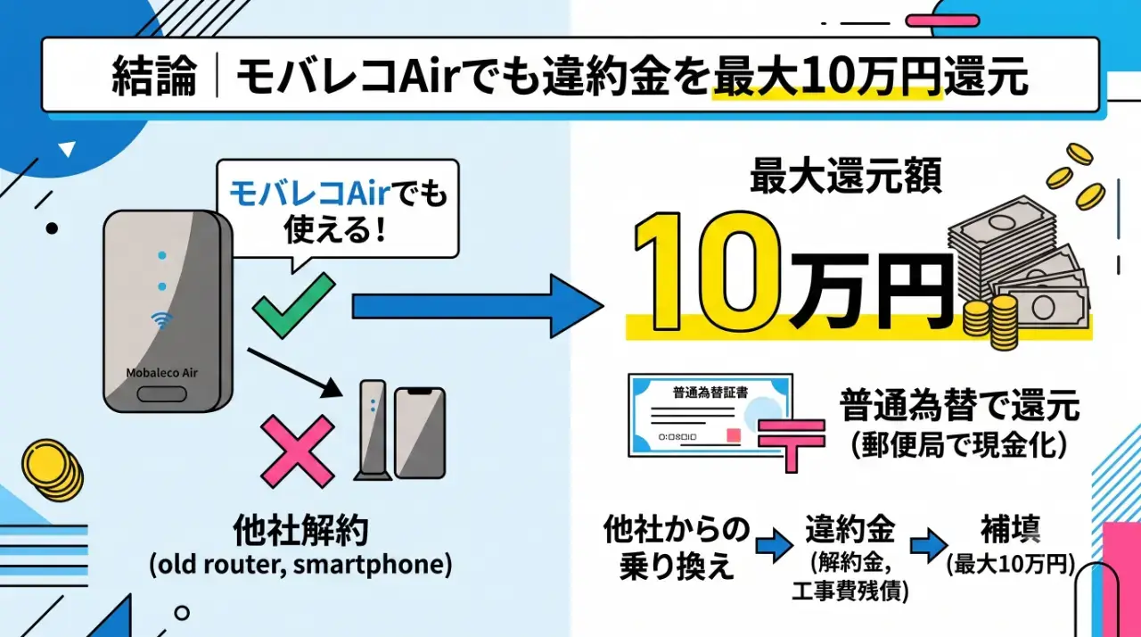 結論|モバレコAirでも違約金を最大10万円還元