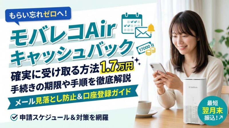 モバレコAirのキャッシュバック貰い忘れ防止！メール確認手順 