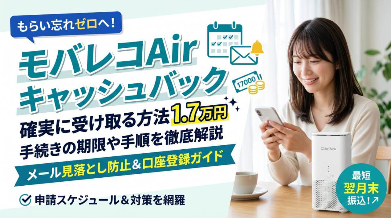 モバレコAirのキャッシュバック貰い忘れ防止！メール確認手順