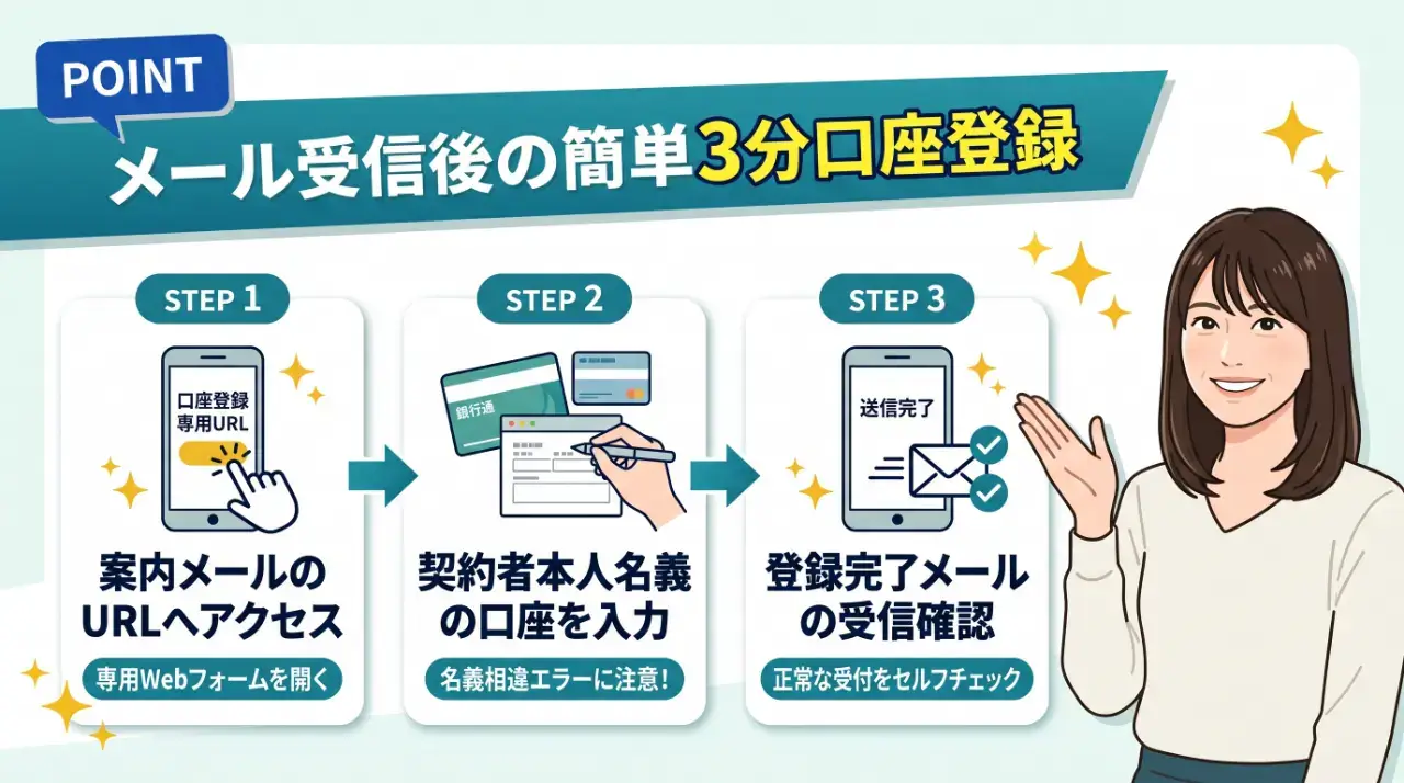 メール受信後の簡単3分登録！口座番号の入力手順と注意点