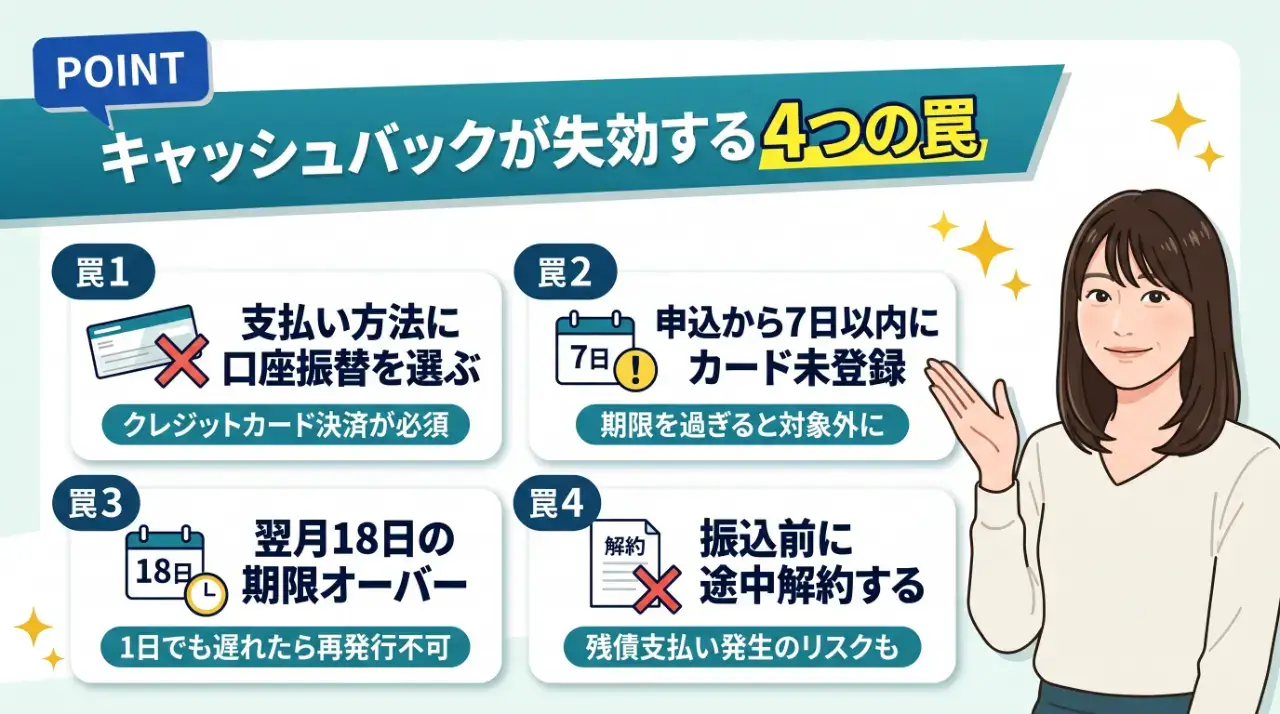 失敗事例から学ぶ！キャッシュバック受取権利が失効する罠