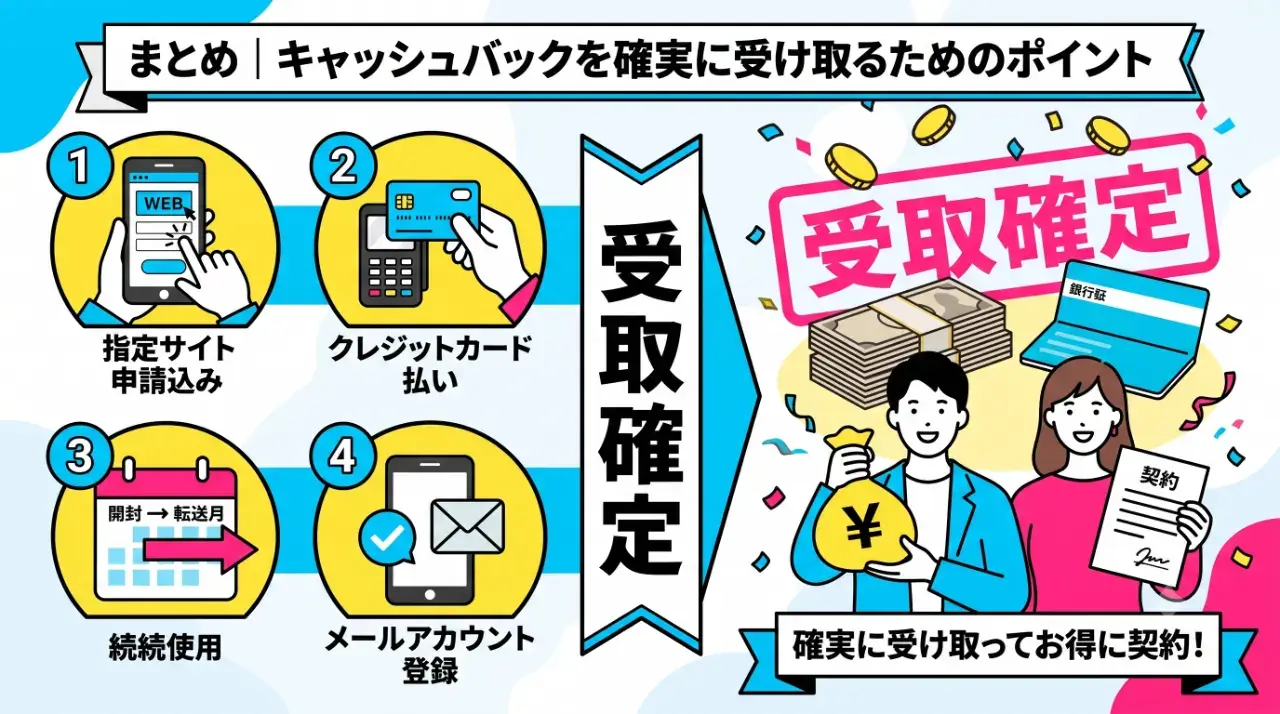 まとめ|キャッシュバックを確実に受け取って契約しよう
