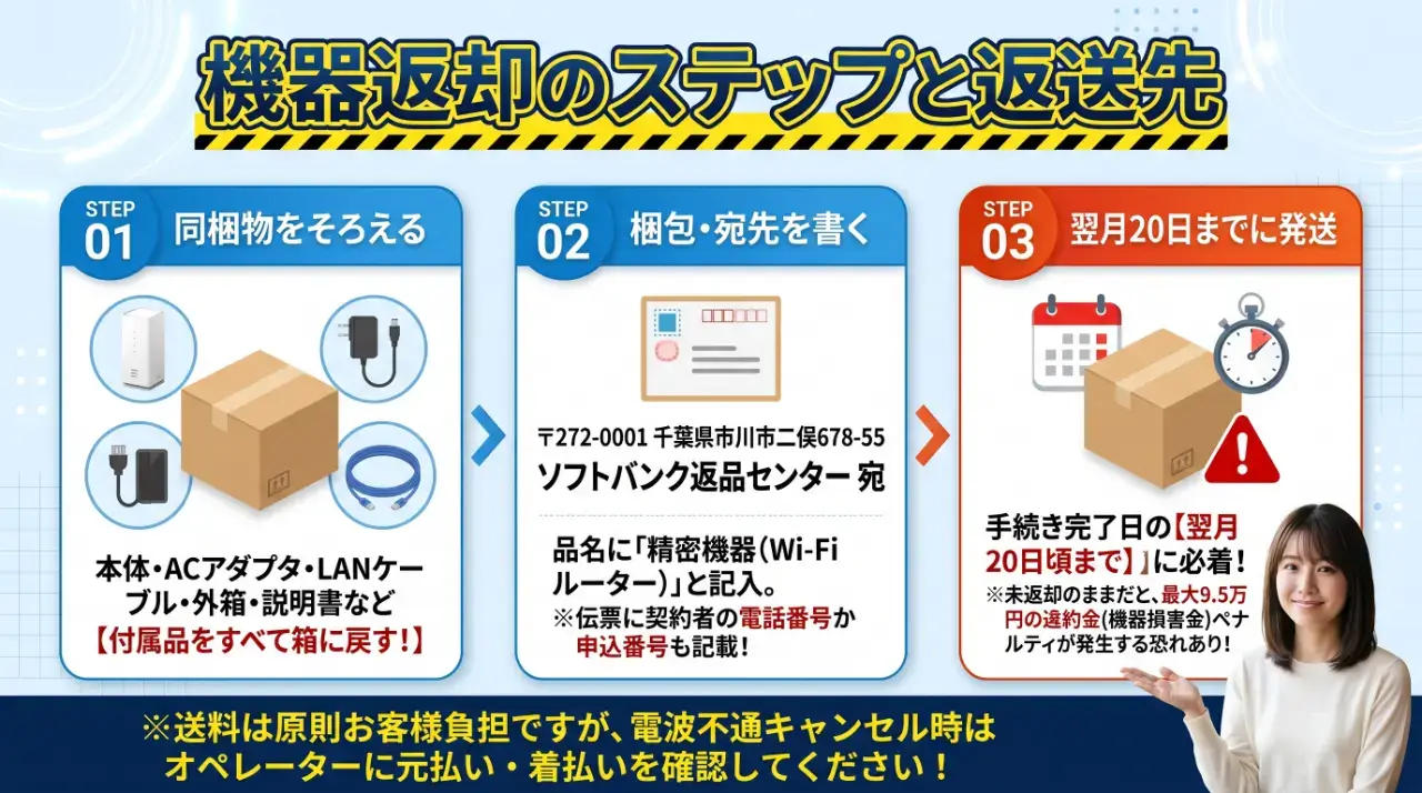 機器返却の完全ガイド!公式返送先住所や梱包方法と発送期限