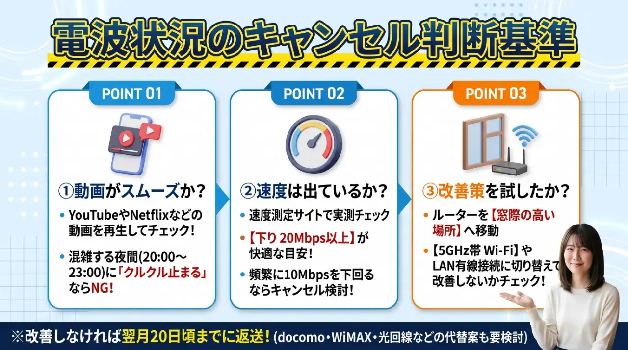 迷う方へ!自宅の電波状況を判定するキャンセル判断基準