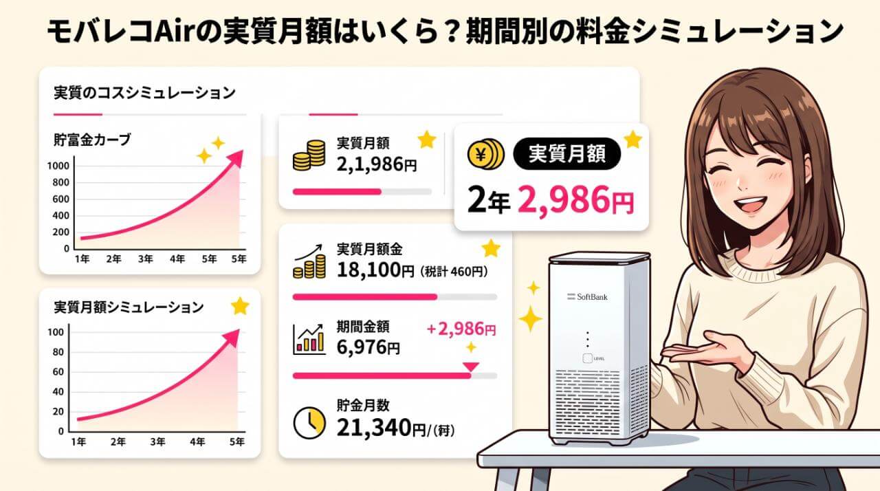 【結論】モバレコAirの実質月額はいくら?期間別の料金シミュレーション