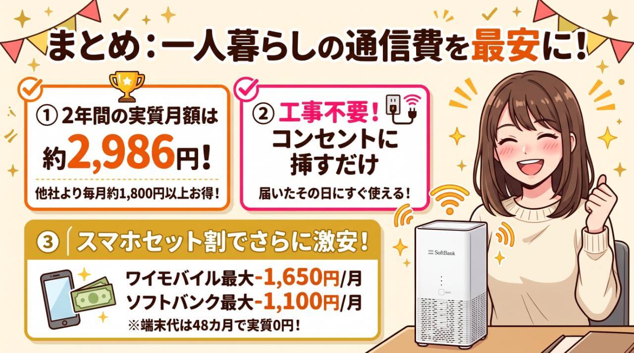 まとめ|モバレコAirは一人暮らしの通信費を最安に抑える最強の選択肢