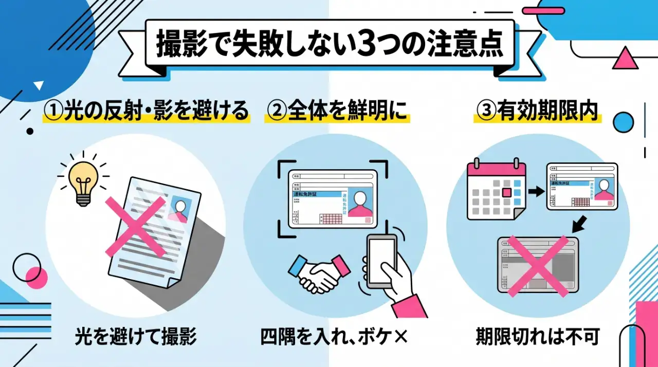 本人確認書類の撮影で失敗しない3つの注意点