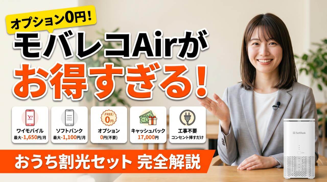 モバレコAirのおうち割光セット！ワイモバイルスマホが安くなる