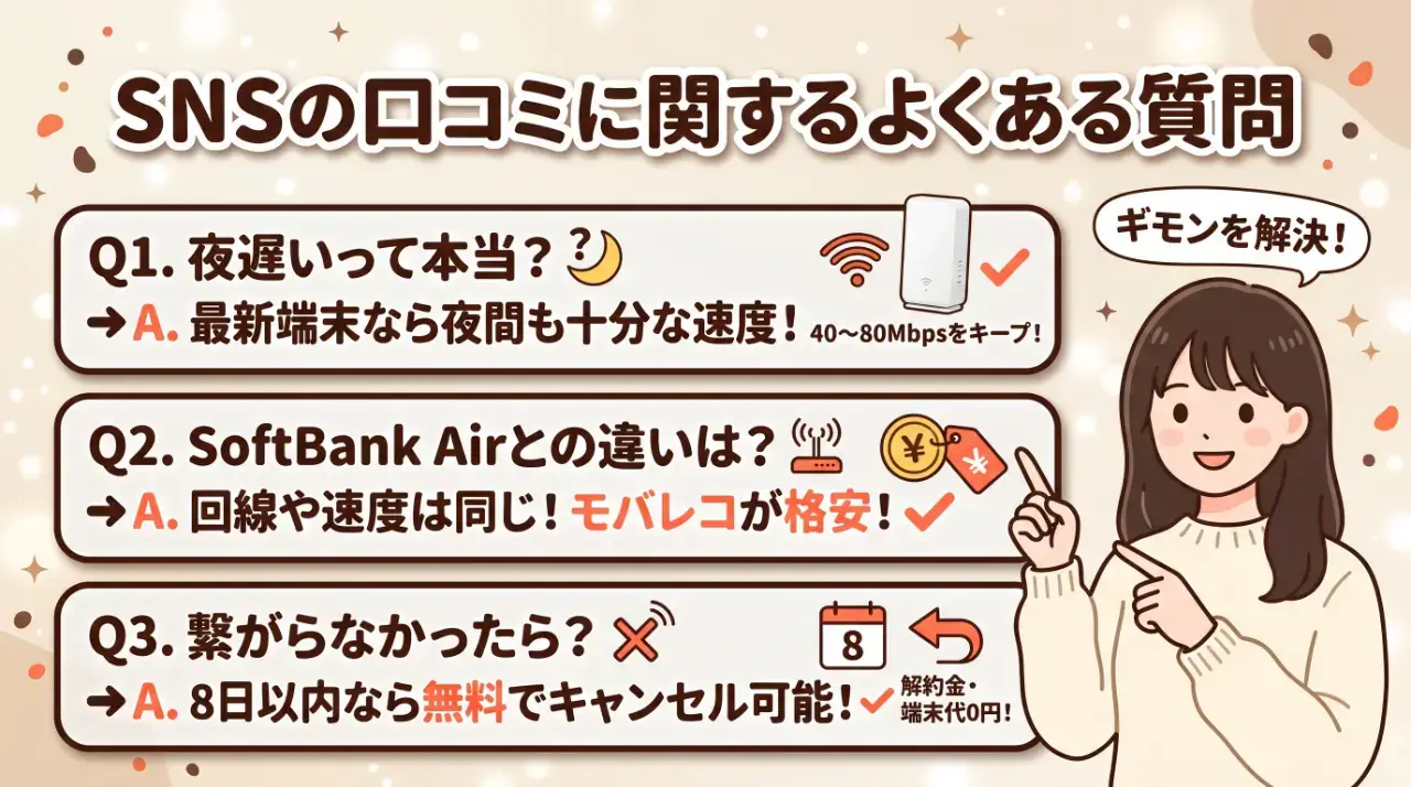 モバレコAirのSNS口コミに関するよくある質問