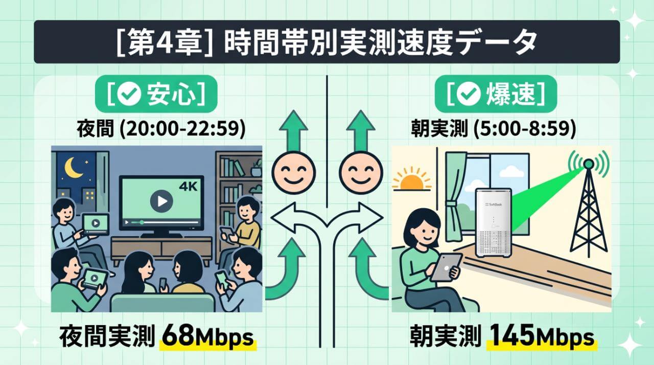【時間帯別】モバレコAirの実測速度データ!夜間の混雑時でも動画は見られる?