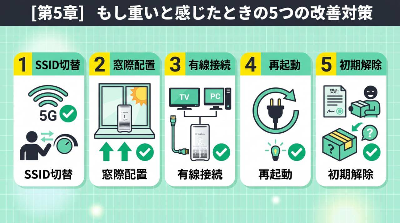 もしモバレコAirで動画が止まる・重いと感じたときの5つの改善対策