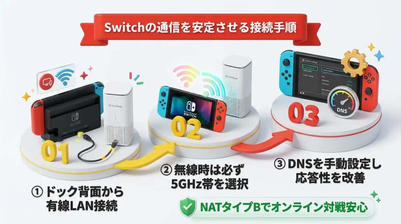 Nintendo SwitchをモバレコAirに繋ぐ設定手順