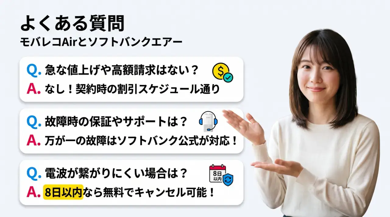 モバレコAirとソフトバンクエアーの違いに関するよくある質問