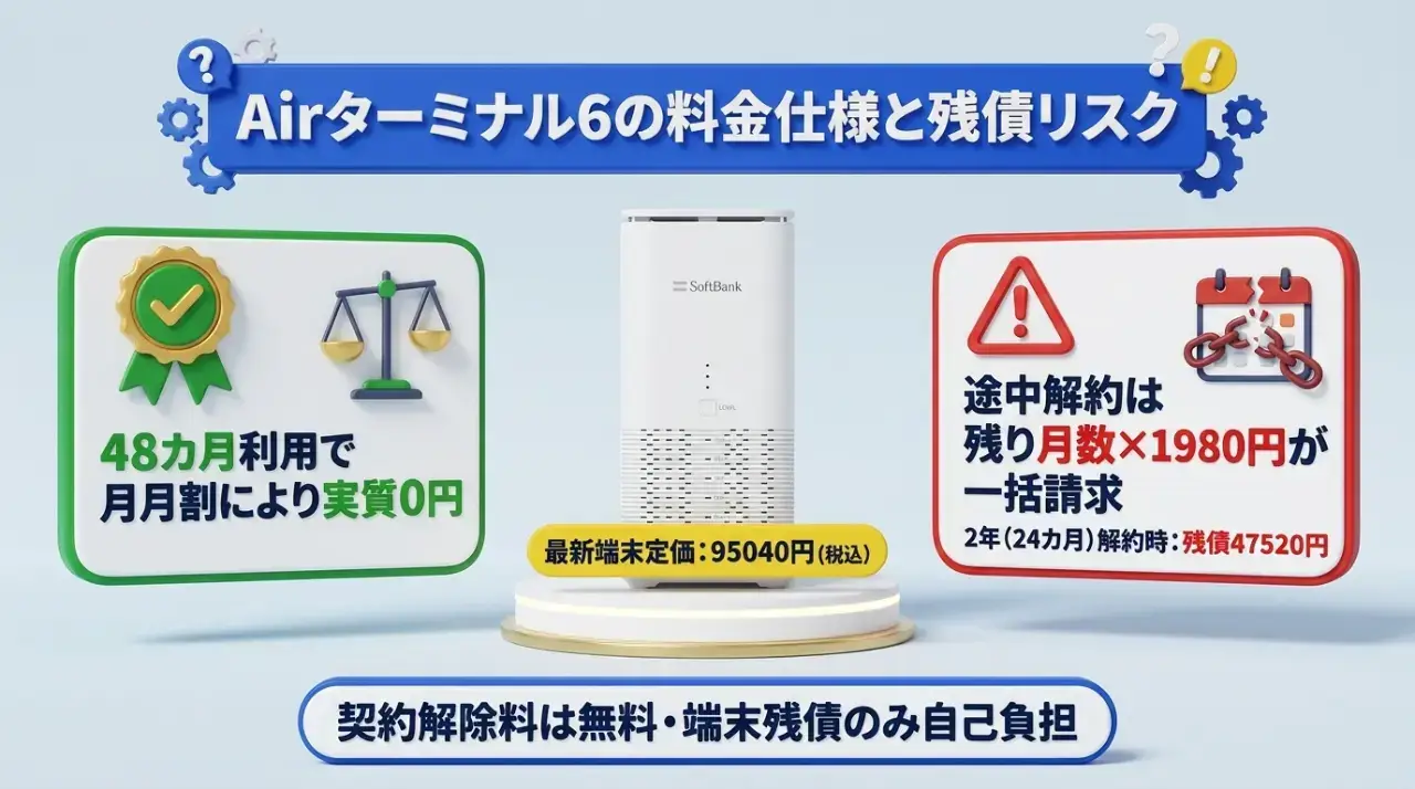 最新端末Airターミナル6の料金仕様と途中解約の残債