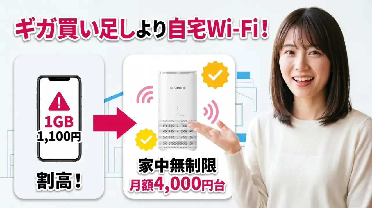 結論|ギガ買い足しは超割高!自宅Wi-Fi導入が最も安い