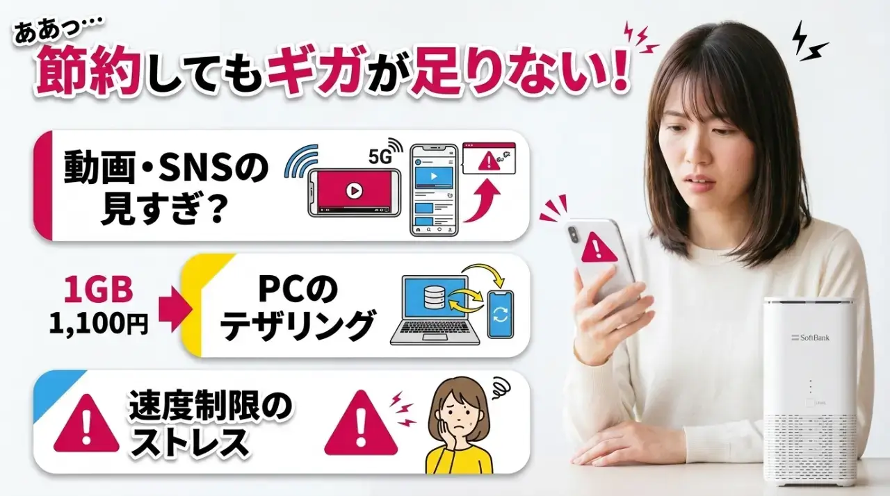 節約設定の限界!どれだけ工夫してもギガが足りなくなる理由