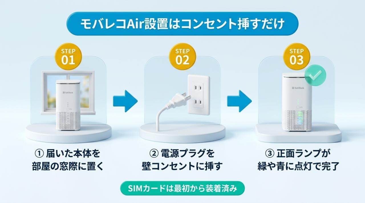 結論｜モバレコAirの設置はコンセントに挿す3手順で完了