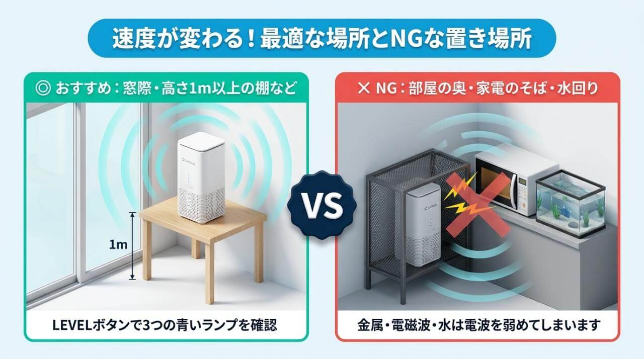 通信速度が大きく変わる！モバレコAirの最適な設置場所