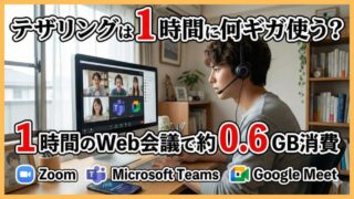 テザリングのデータ消費量は？1時間のWeb会議で何ギガ使う？ 