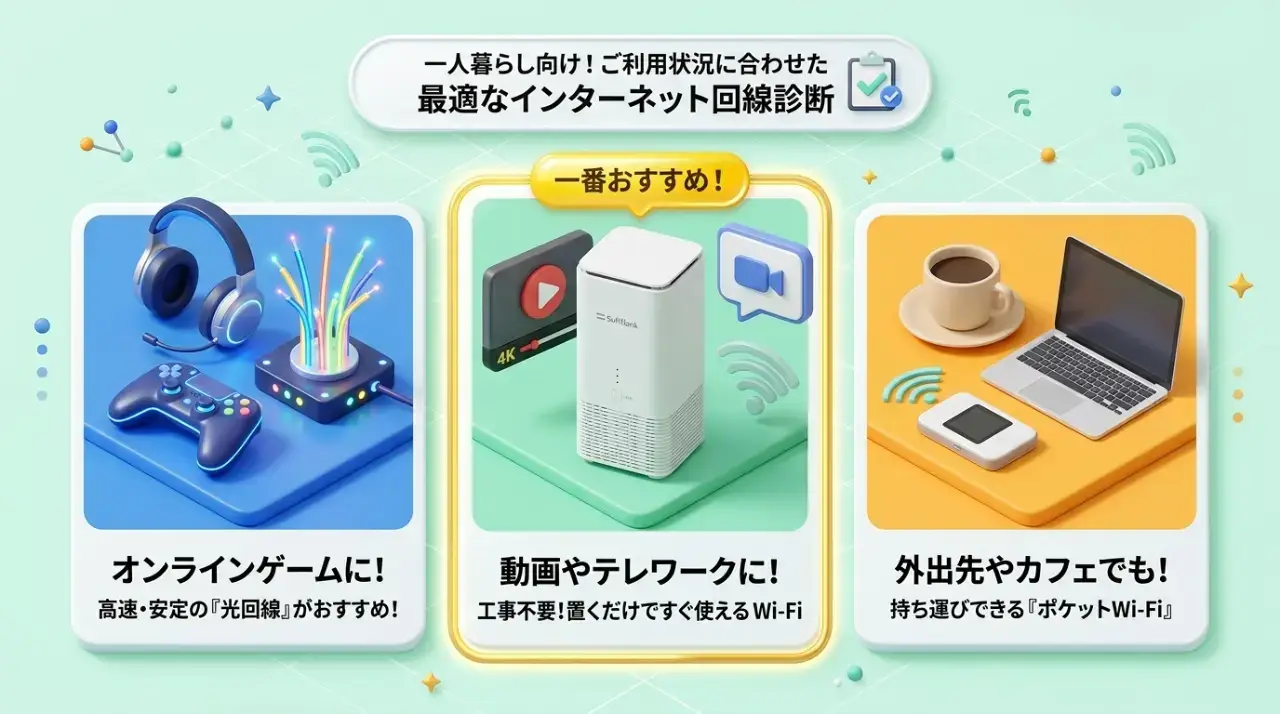 あなたに合うのはどれ?一人暮らしのネット回線診断
